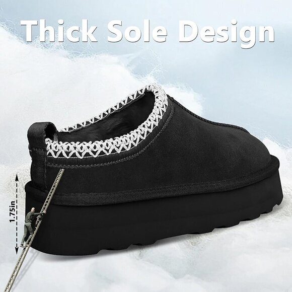 Platform Mini Ankle Boots Short Fur Fleece Lined House Women's Slippers - Picture 3 of 6